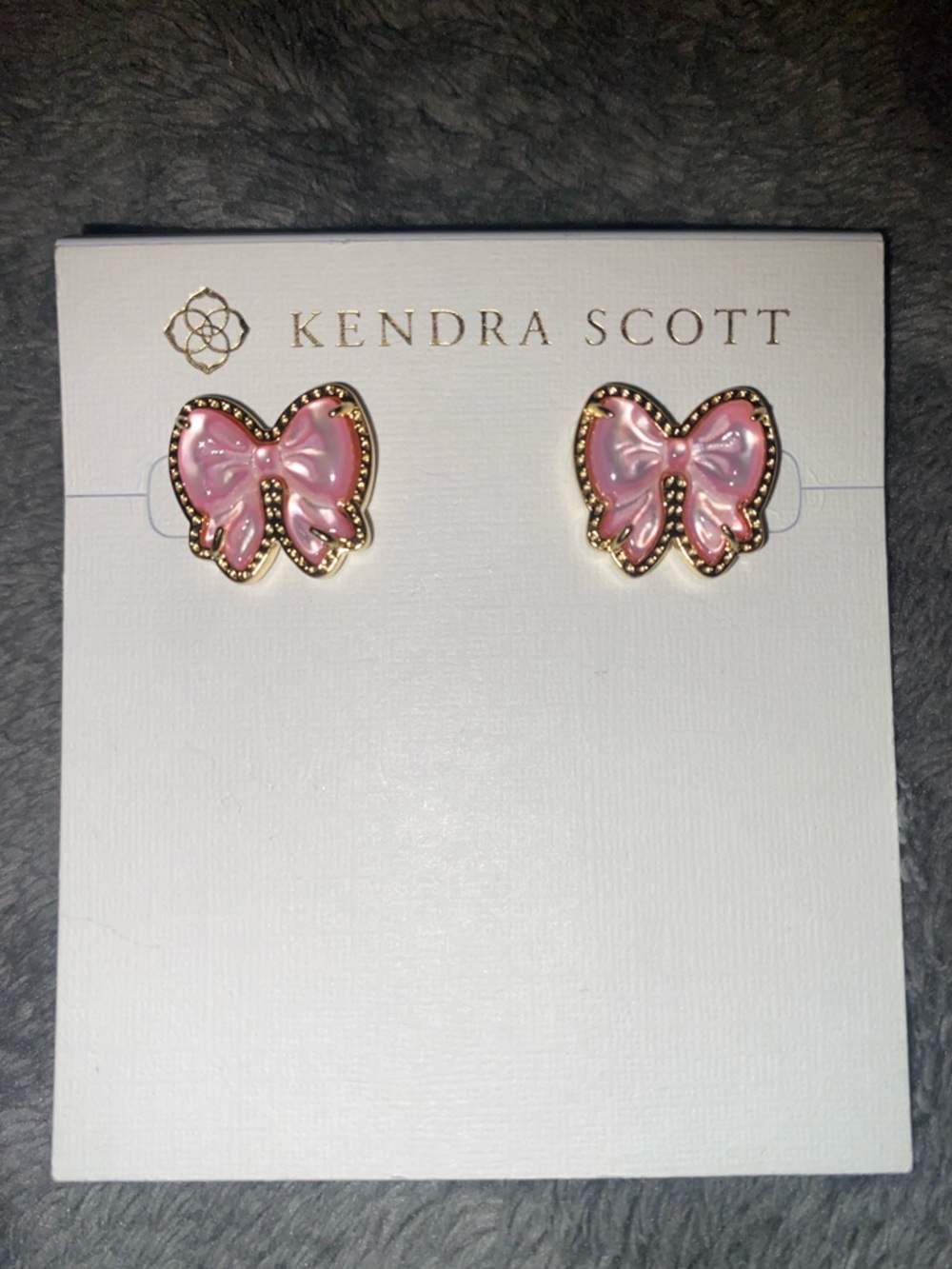 BNWT Kendra Scott Haley Bow Pink & Gold Stud Earrings $80